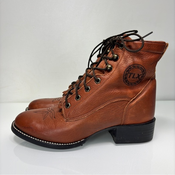 Tony Lama Vintage Brown Leather Lace‎ Up Western Riding Ankle Boots Size 6 - Picture 11 of 12